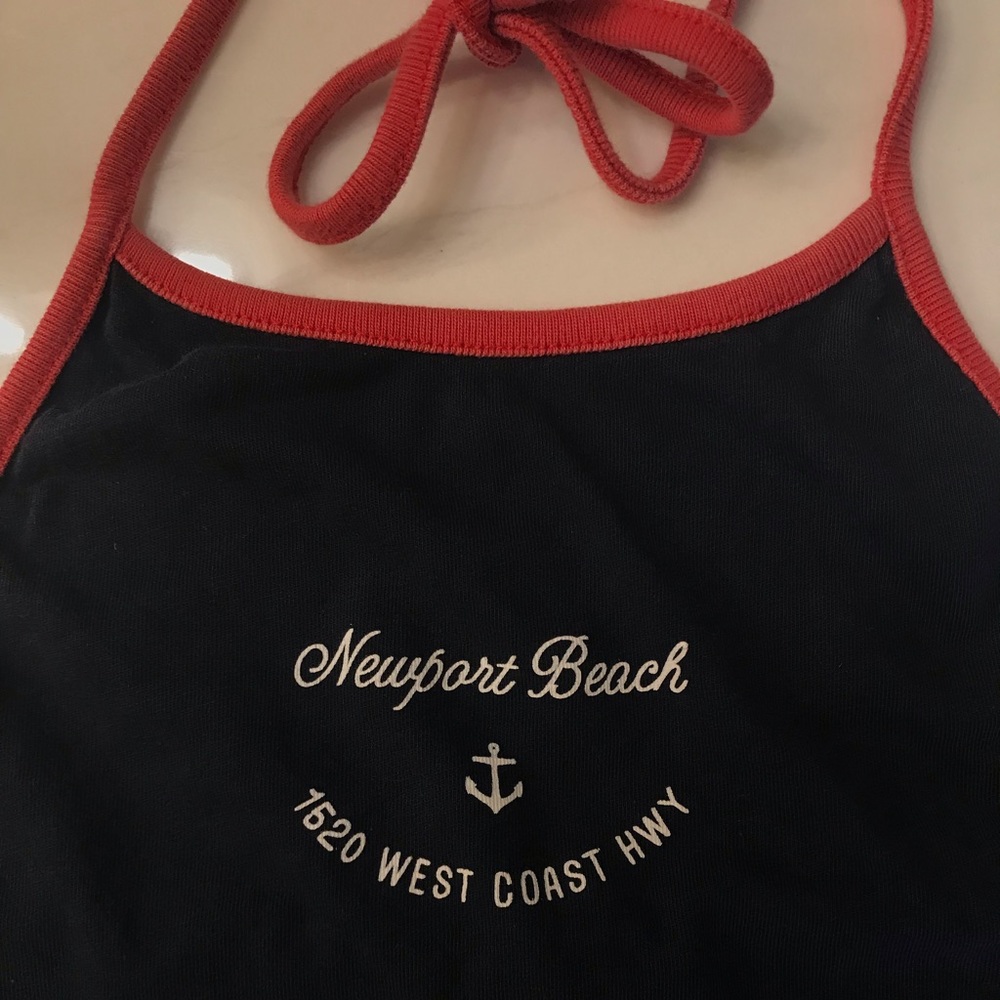 Navy Brandy Melville Halter Beach Crop Tank Top
